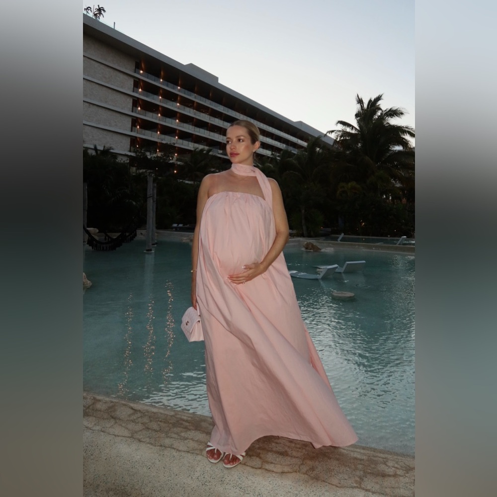 Elegant Pink Maternity Dress